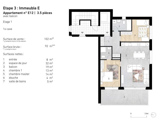 2113 – Appartement 3,5 pièces –  753000CHF – 75m²